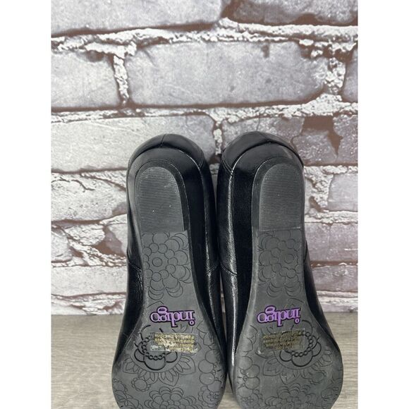 INDIGO BY CLARKS Black Lea Bishop Studded Slip On Strap Wedge Women’s 8M US/39EU - Picture 8 of 16